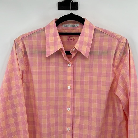 Foxcroft Plaid Wrinkle Free Button Down Shirt - Pink/Orange - 10 - Picture 2 of 7